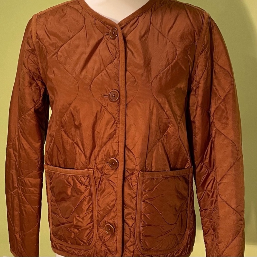 Madewell Quilted Puffer Jacket in Rust Brown